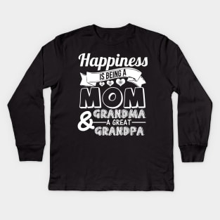 Happiness is being a mom, great grandma Kids Long Sleeve T-Shirt